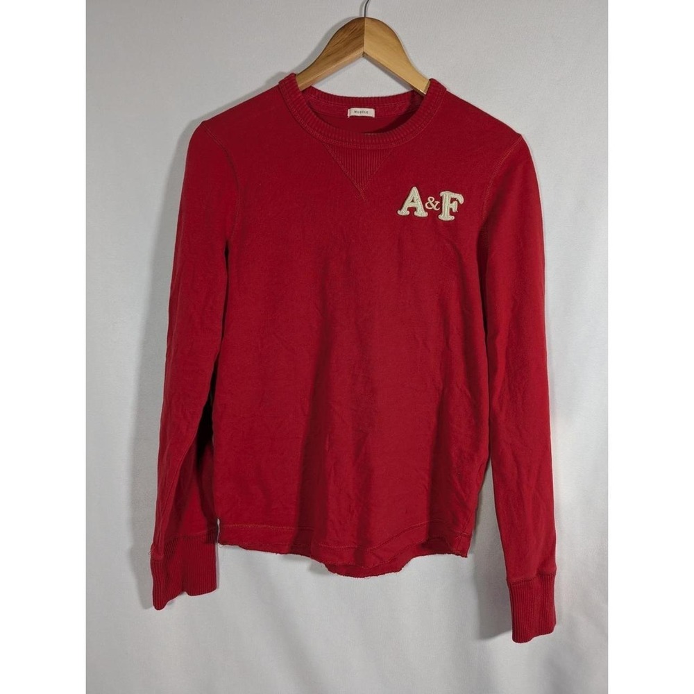 VTG Abercrombie & Fitch Muscle Long Sleeve Sweater Shirt Men's S Logo Red